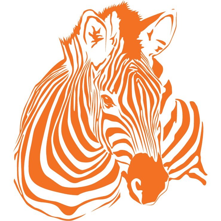 Zebra - Sticker Decorativ - Portocaliu - 83 x 94 cm