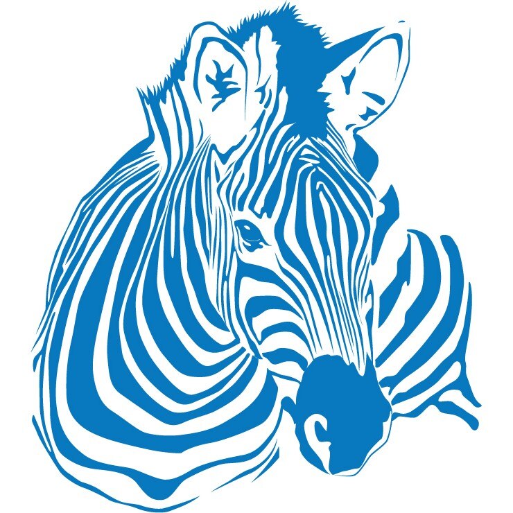 Zebra - Sticker Decorativ - Albastru - 83 x 94 cm