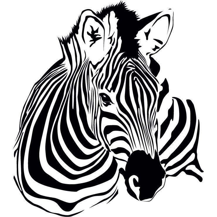 Zebra - Sticker Decorativ - Negru - 83 x 94 cm