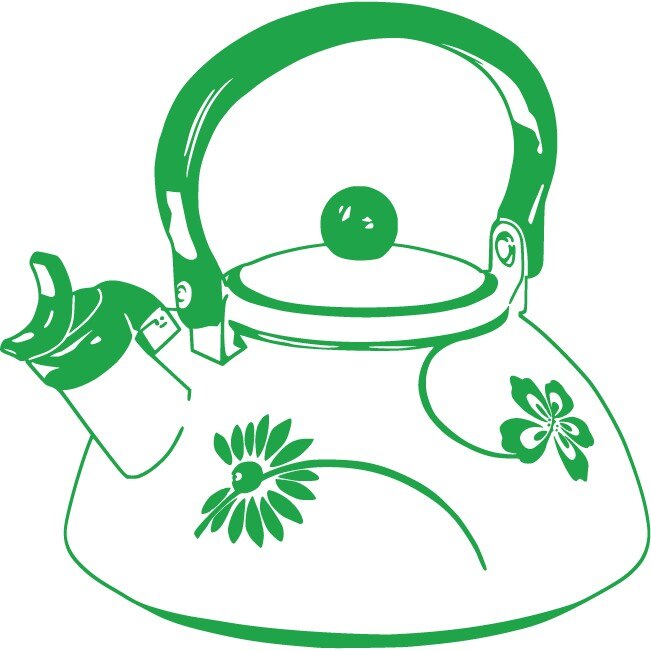 Ceainicul - Sticker Decorativ - Verde - 83 x 90 cm