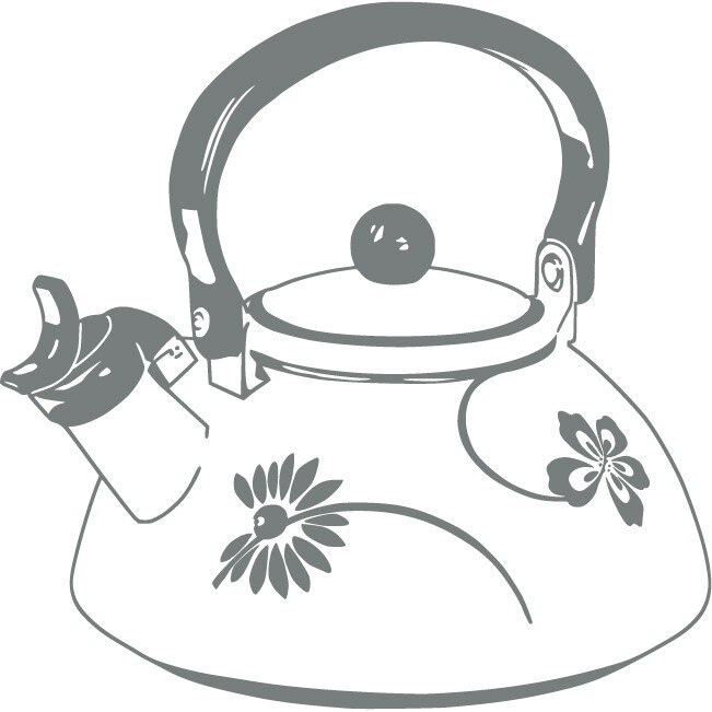 Ceainicul - Sticker Decorativ - Gri Metal - 83 x 90 cm