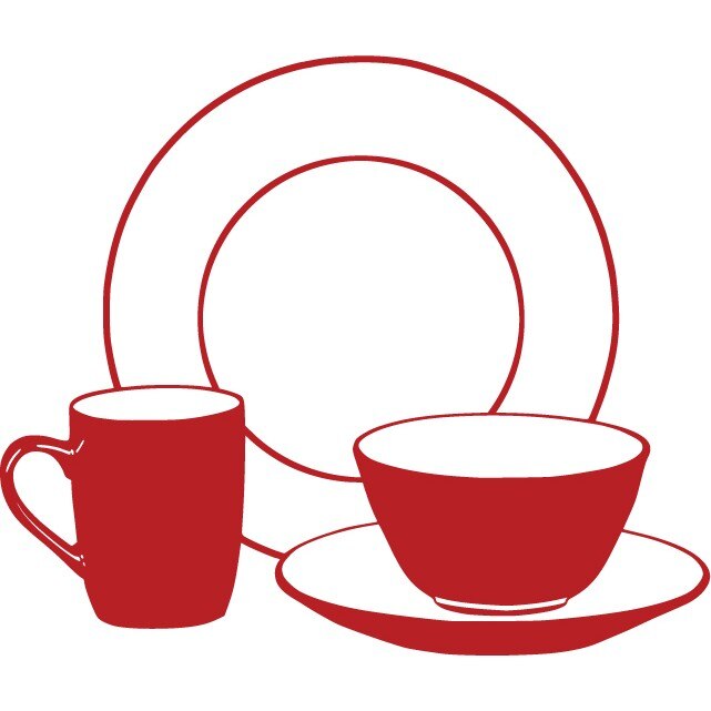 Ceasca si cana - Sticker Decorativ - Rosu Cardinal - 98 x 83 cm