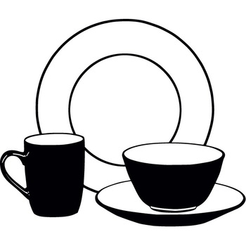 Ceasca si cana - Sticker Decorativ - Negru - 98 x 83 cm Ceasca si cana - Sticker Decorativ - Negru - 98 x 83 cm