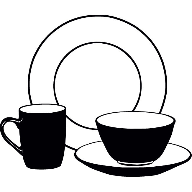 Ceasca si cana - Sticker Decorativ - Negru - 130 x 110 cm