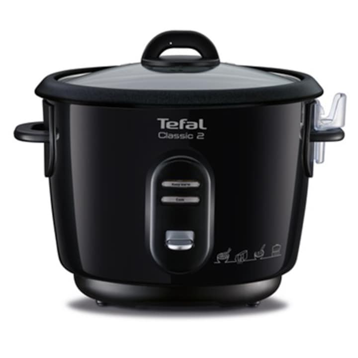 Oala electrica pentru orez Tefal Classic 2 RK1028, 3 programe, gateste doua feluri simultan, Negru, 3L
