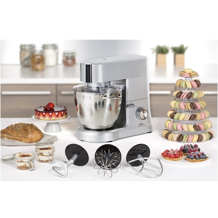 Robot de bucatarie Tefal Masterchef Grande QB813D38, 1500 W, 8 viteze, Bol 6.7 l, 6 accesorii, Argintiu