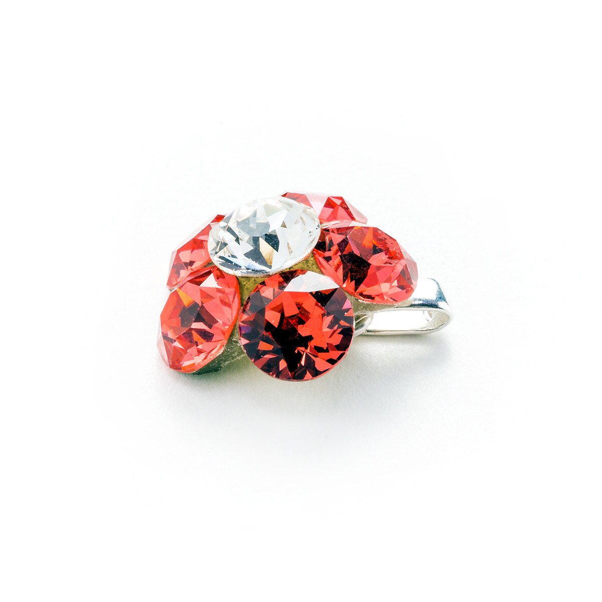Pandantiv Argint DaviCrystals cu cristale Swarovski floare l padparadscha
