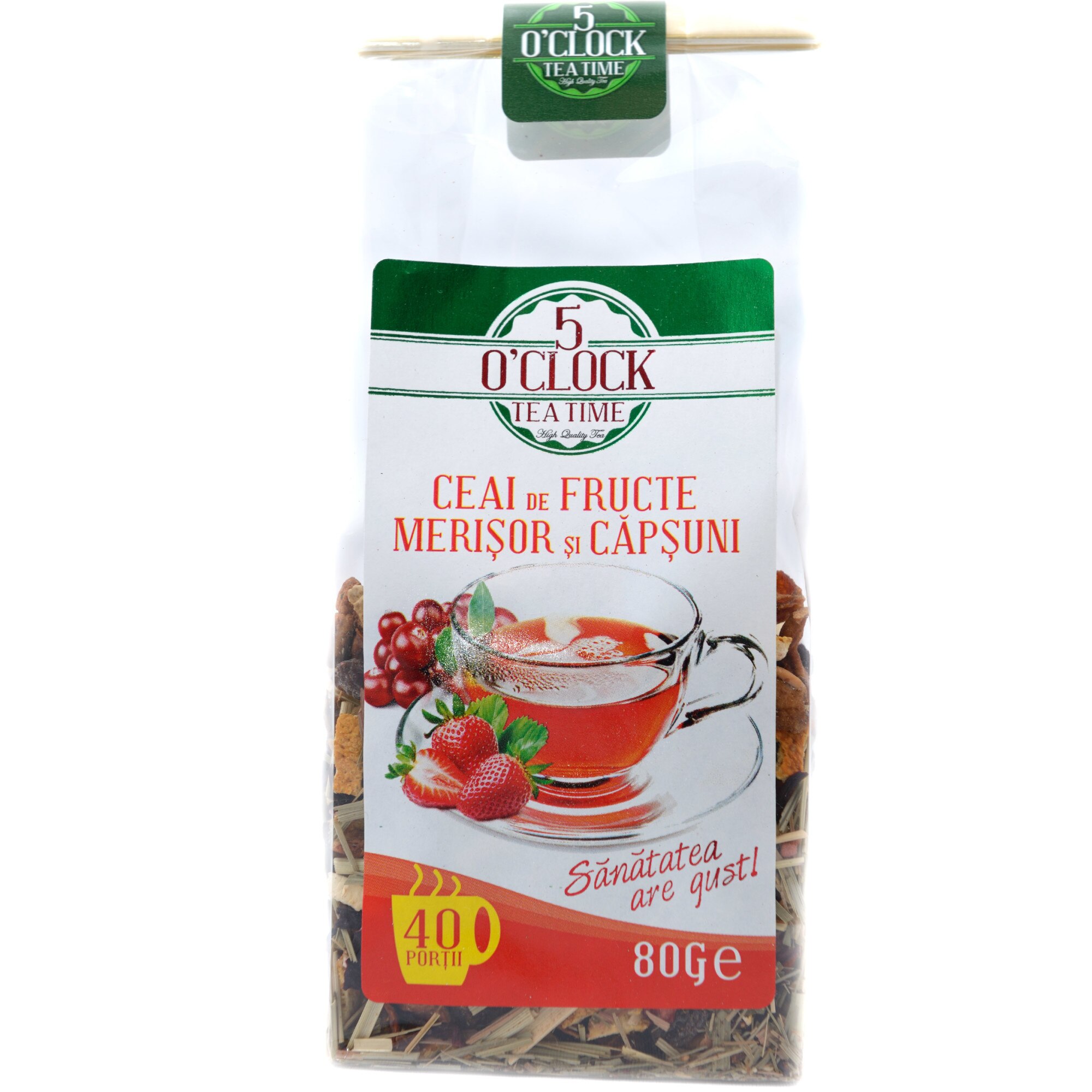 Ceai de fructe Merisor si Capsuni, 5 O'Clock Tea, 80 grame