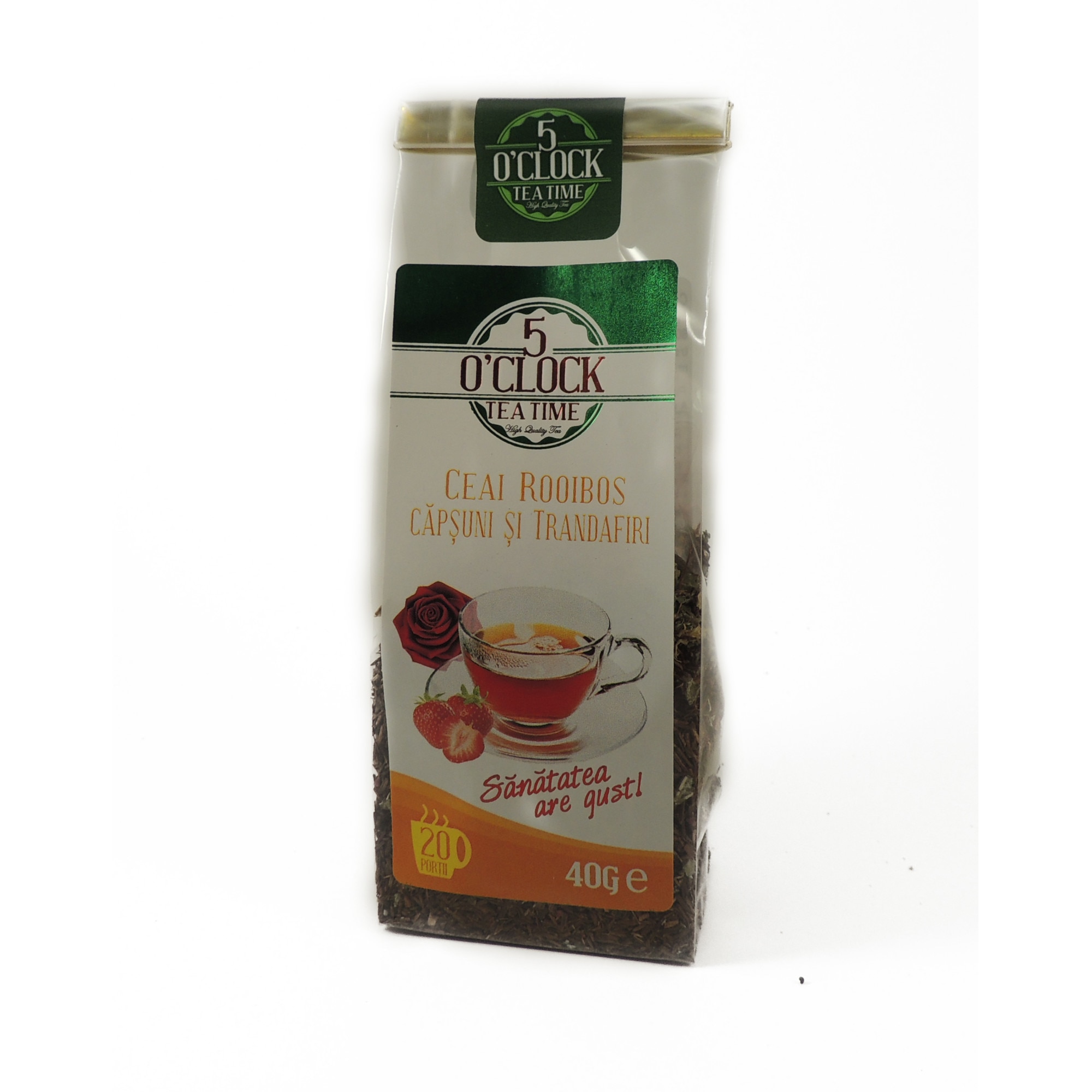 Ceai Rooibos Capsuni si Trandafiri, 5 O'Clock Tea, 40 grame