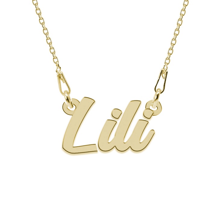Colier Argint 925, Placat cu Aur 24K, Nume Lili, 45 cm