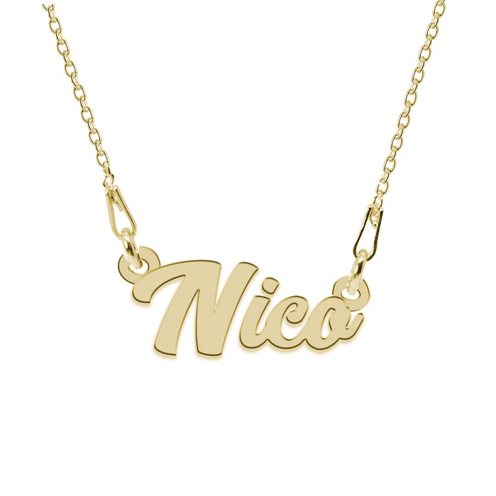 Colier Argint 925, Placat cu Aur 24K, Nume Nico, 45 cm
