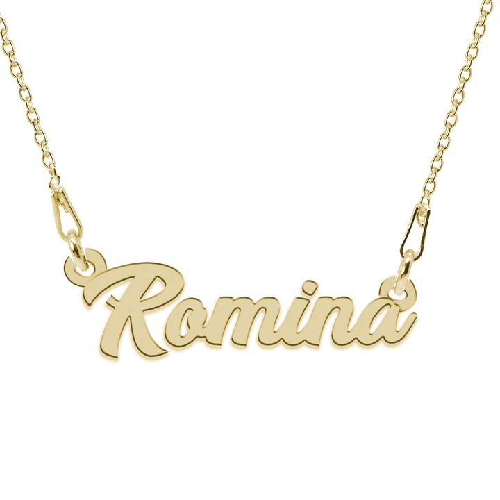 Colier Argint 925, Placat cu Aur 24K, Nume Romina, 45 cm