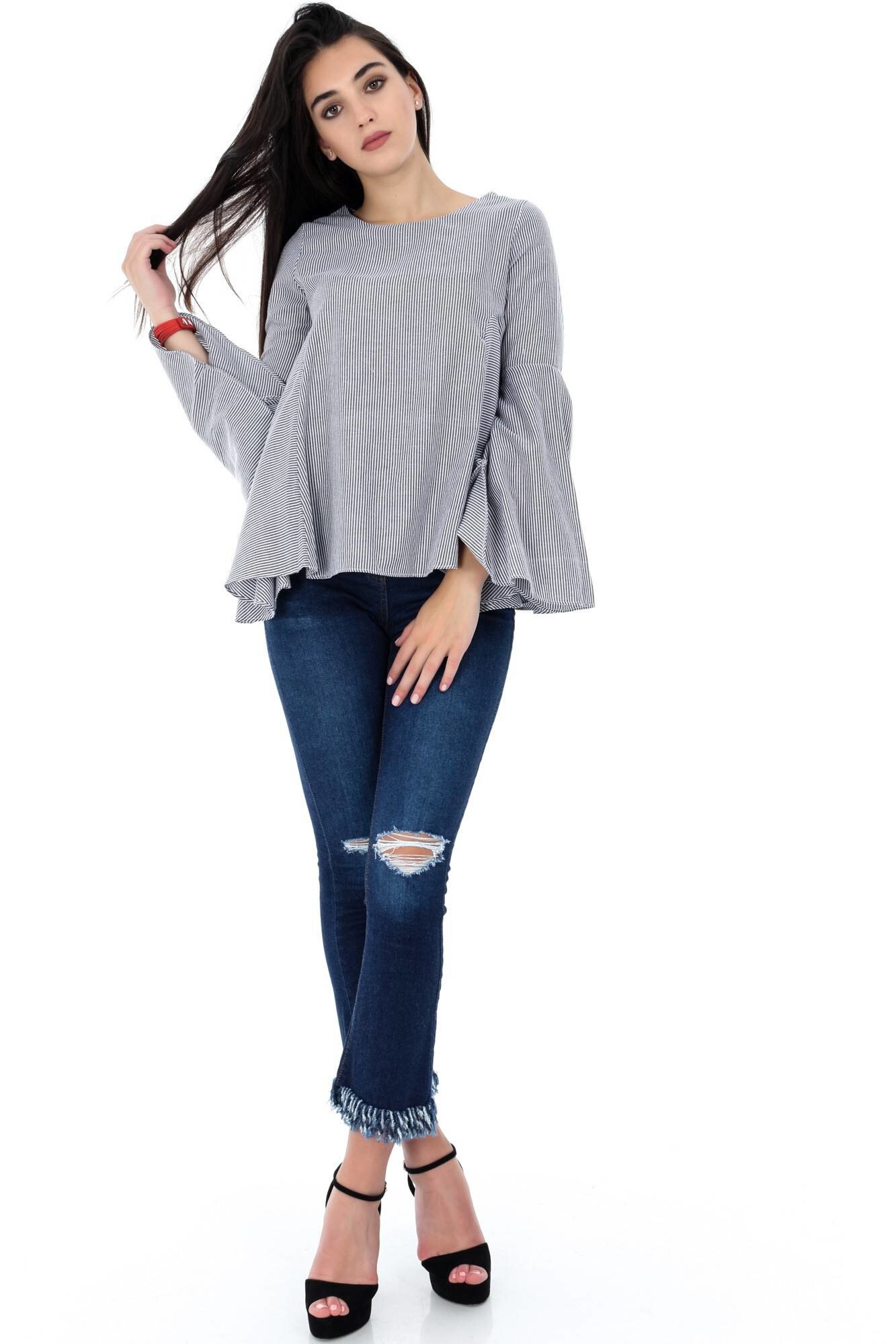 Bluza de dama, gri, ROH, cu dungi , M