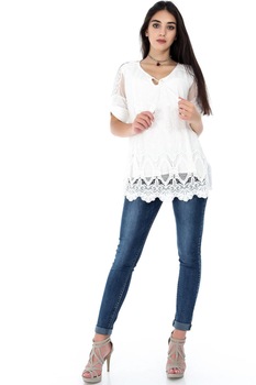 Bluza de dama, alba, ROH , cu dantela si broderie , M Bluza de dama, alba, ROH , cu dantela si broderie , M