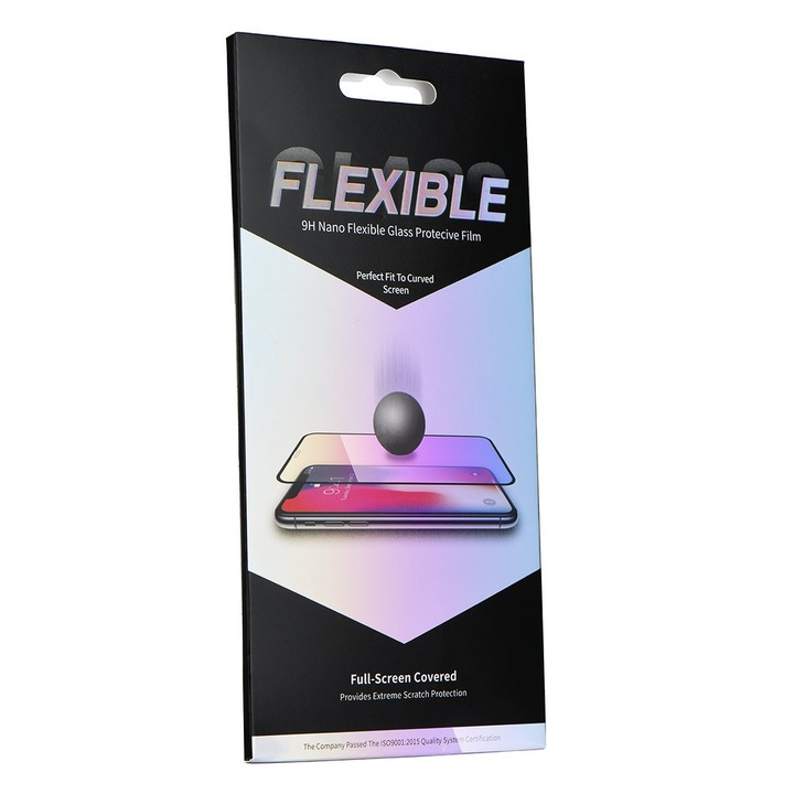 Протектор Flexible Nano Glass, 5D, за Apple iPhone 6 Plus/iPhone 6s Plus, Безцветен/Черен