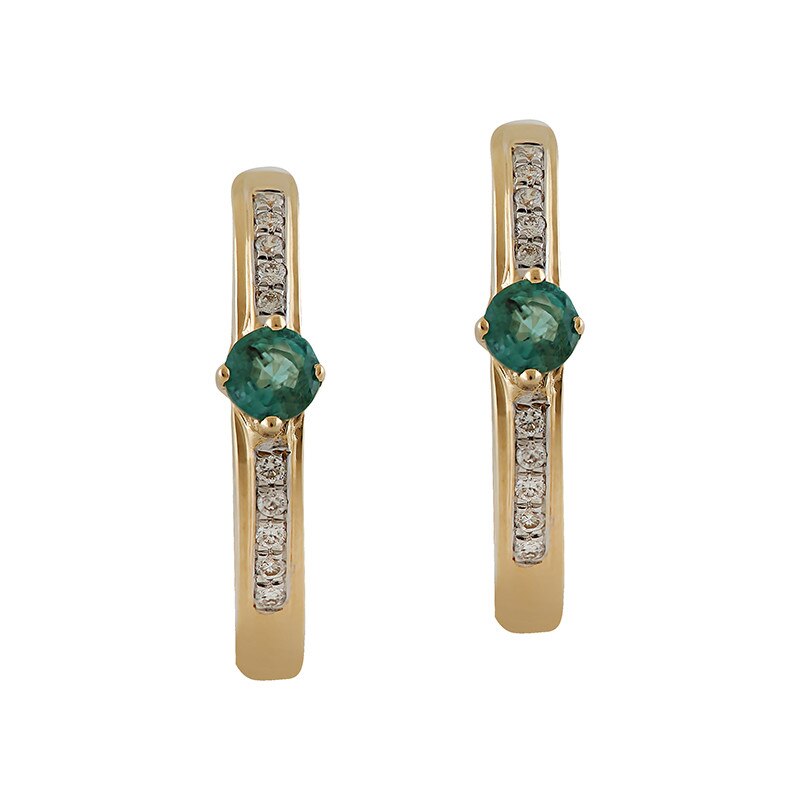 Cercei Deruvo Aur 18k Diamante, Smaralde E30237-EMDY