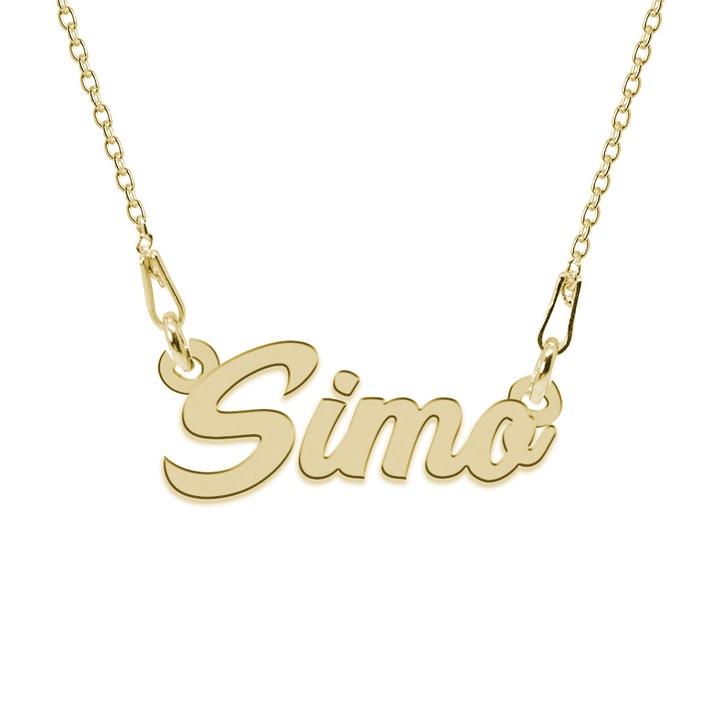 Colier Argint 925, Placat cu Aur 24K, Nume Simo, 45 cm
