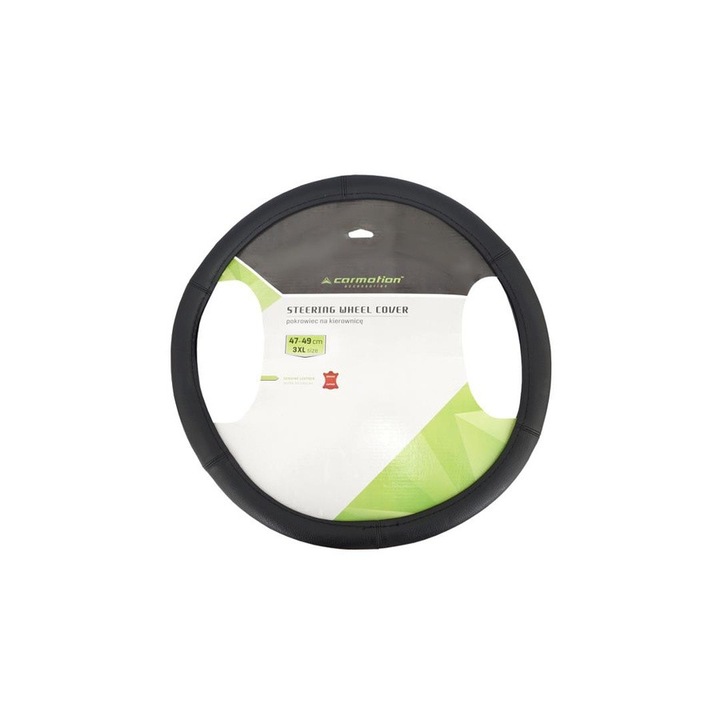 Kormányvédő, fekete, valódi bőr, "3XL", 47-49 cm