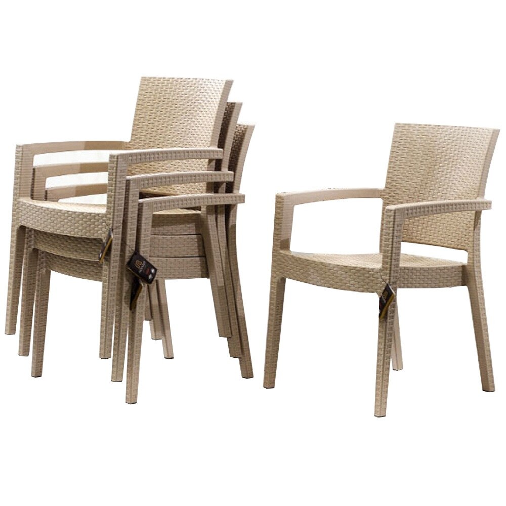 Set 4 scaune PARIS RATTAN culoare capucino 62x58h88cm polipropilen/fibra sticla