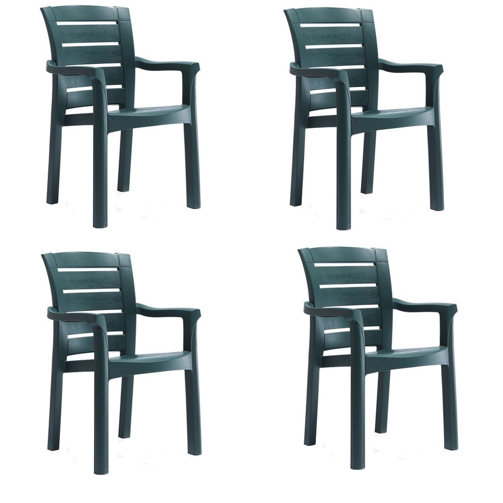 Set 4 scaune terasa MILANO WOOD D60xH90xW75xSH45cm culoare cafea polipropilen/fibra sticla