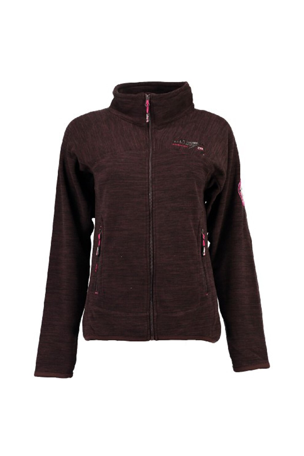 Geographical Norway, Bluza sport din fleece cu fermoar si guler inalt Tyrell, Maro, XL