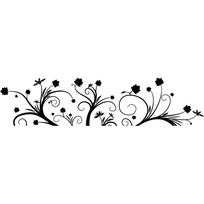 Frunze si floricele - Sticker Decorativ - Negru - 150 x 35 cm