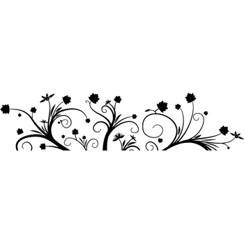 Frunze si floricele - Sticker Decorativ - Negru - 200 x 47 cm Frunze si floricele - Sticker Decorativ - Negru - 200 x 47 cm