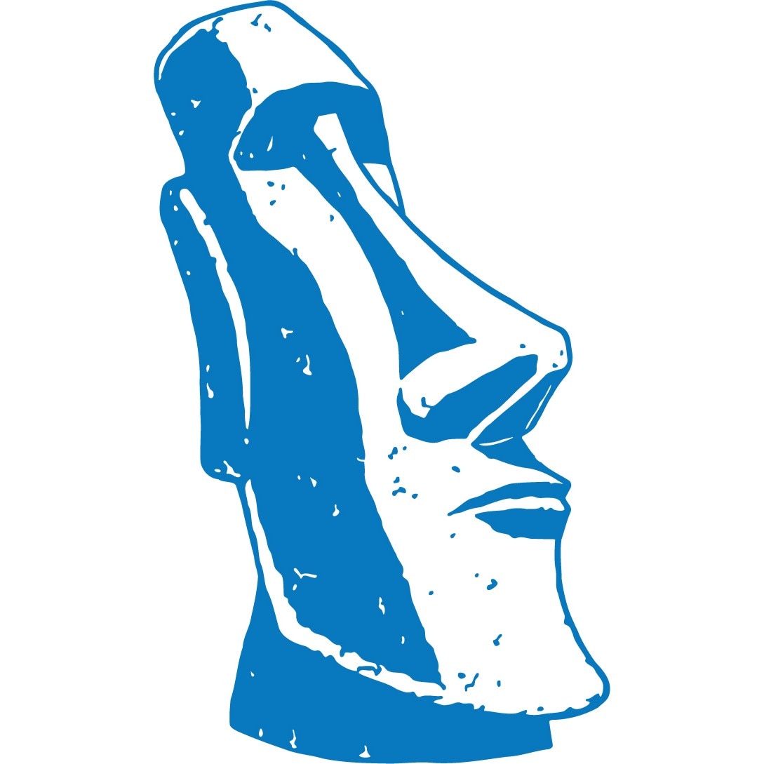 Statuie Moai - Sticker Decorativ - Albastru - 96 x 160 cm