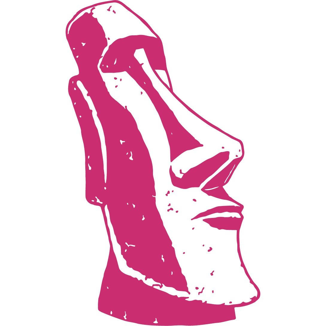 Statuie Moai - Sticker Decorativ - Magenta - 72 x 120 cm