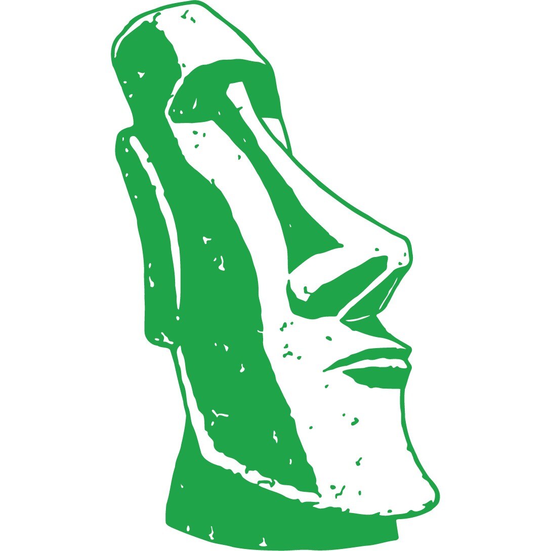 Statuie Moai - Sticker Decorativ - Verde - 72 x 120 cm