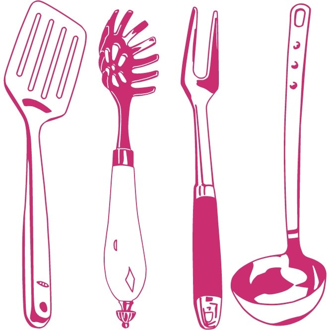 Ustensile pentru bucatarie - Sticker Decorativ - Magenta - 83 x 84 cm