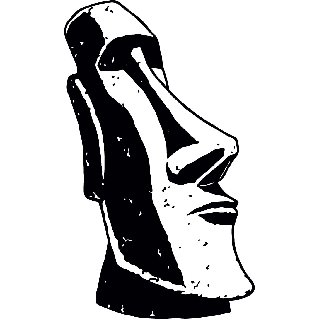 Statuie Moai - Sticker Decorativ - Negru - 72 x 120 cm