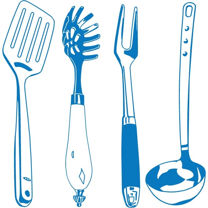 Ustensile pentru bucatarie - Sticker Decorativ - Albastru - 83 x 84 cm