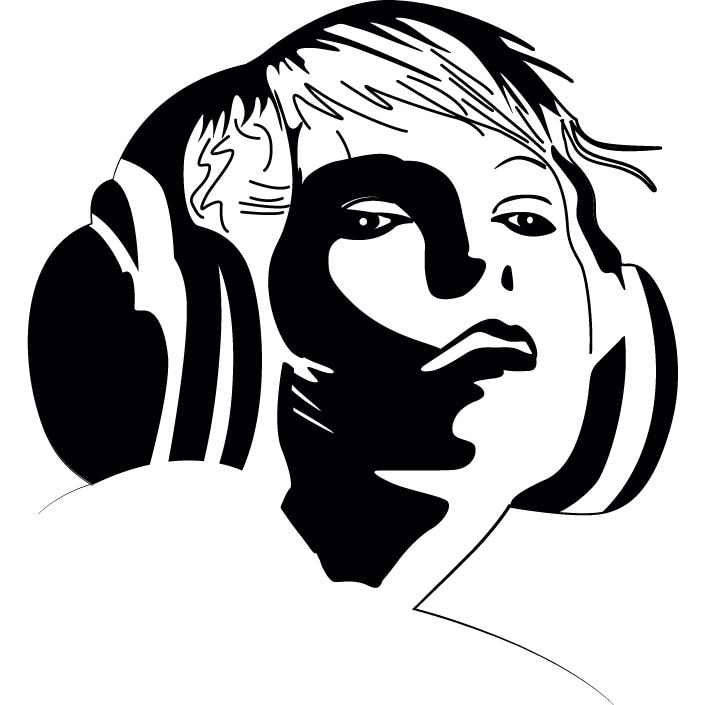 Tipa cu casca - Sticker Decorativ - Negru - 83 x 90 cm