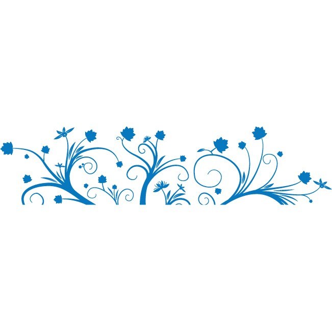 Frunze si floricele - Sticker Decorativ - Albastru - 200 x 47 cm