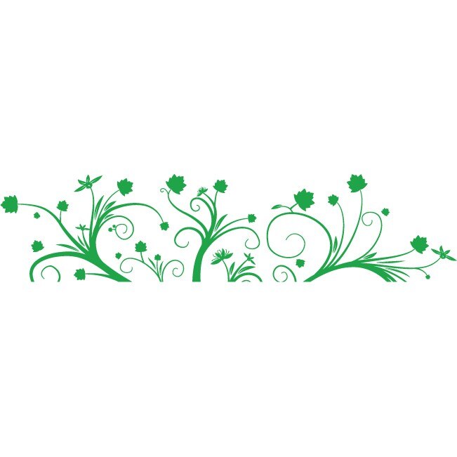 Frunze si floricele - Sticker Decorativ - Verde - 200 x 47 cm
