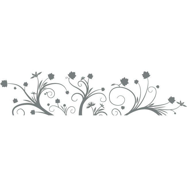Frunze si floricele - Sticker Decorativ - Gri Metal - 200 x 47 cm