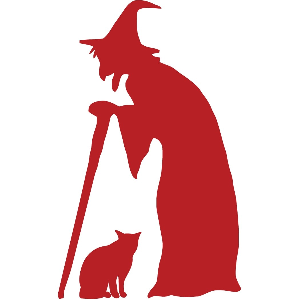 Vrajitoarea si pisica - Sticker Decorativ - Rosu Cardinal - 83 x 135 cm