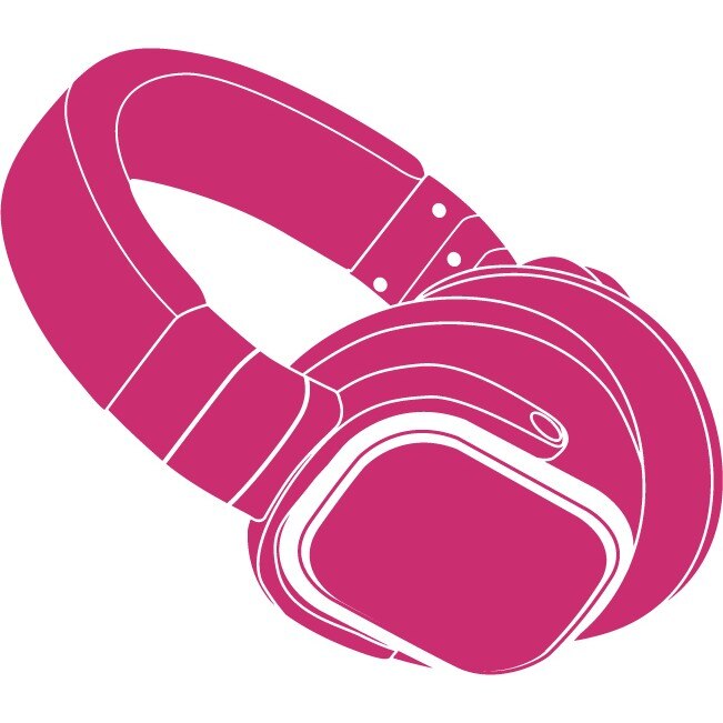 Casca si muzica - Sticker Decorativ - Magenta - 95 x 83 cm