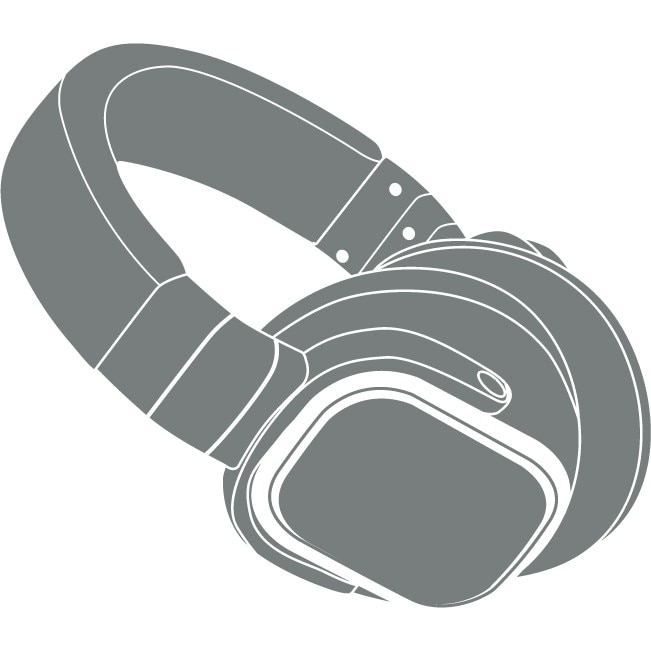 Casca si muzica - Sticker Decorativ - Gri Metal - 95 x 83 cm