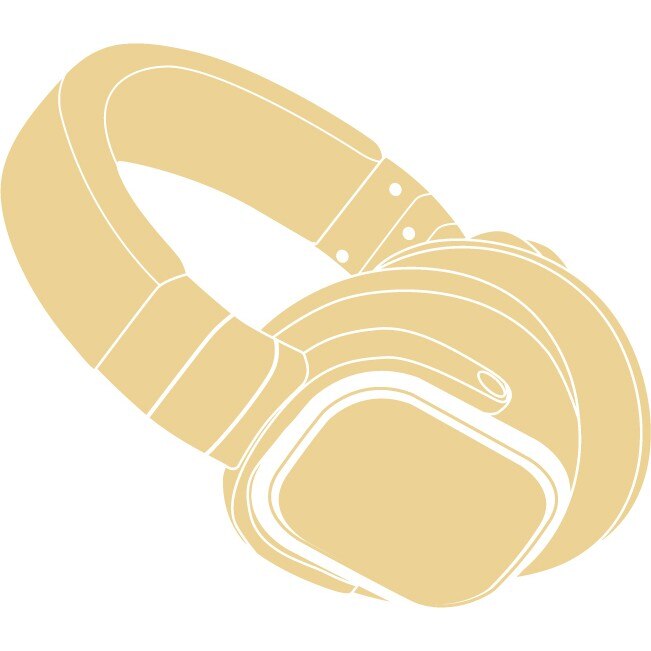 Casca si muzica - Sticker Decorativ - Bej - 95 x 83 cm