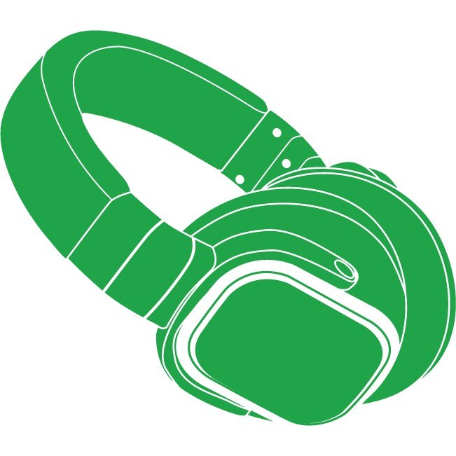 Casca si muzica - Sticker Decorativ - Verde - 95 x 83 cm