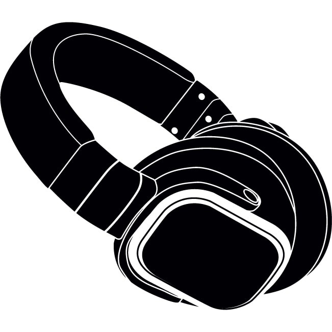 Casca si muzica - Sticker Decorativ - Negru - 95 x 83 cm