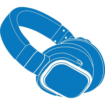 Casca si muzica - Sticker Decorativ - Albastru - 127 x 110 cm Casca si muzica - Sticker Decorativ - Albastru - 127 x 110 cm