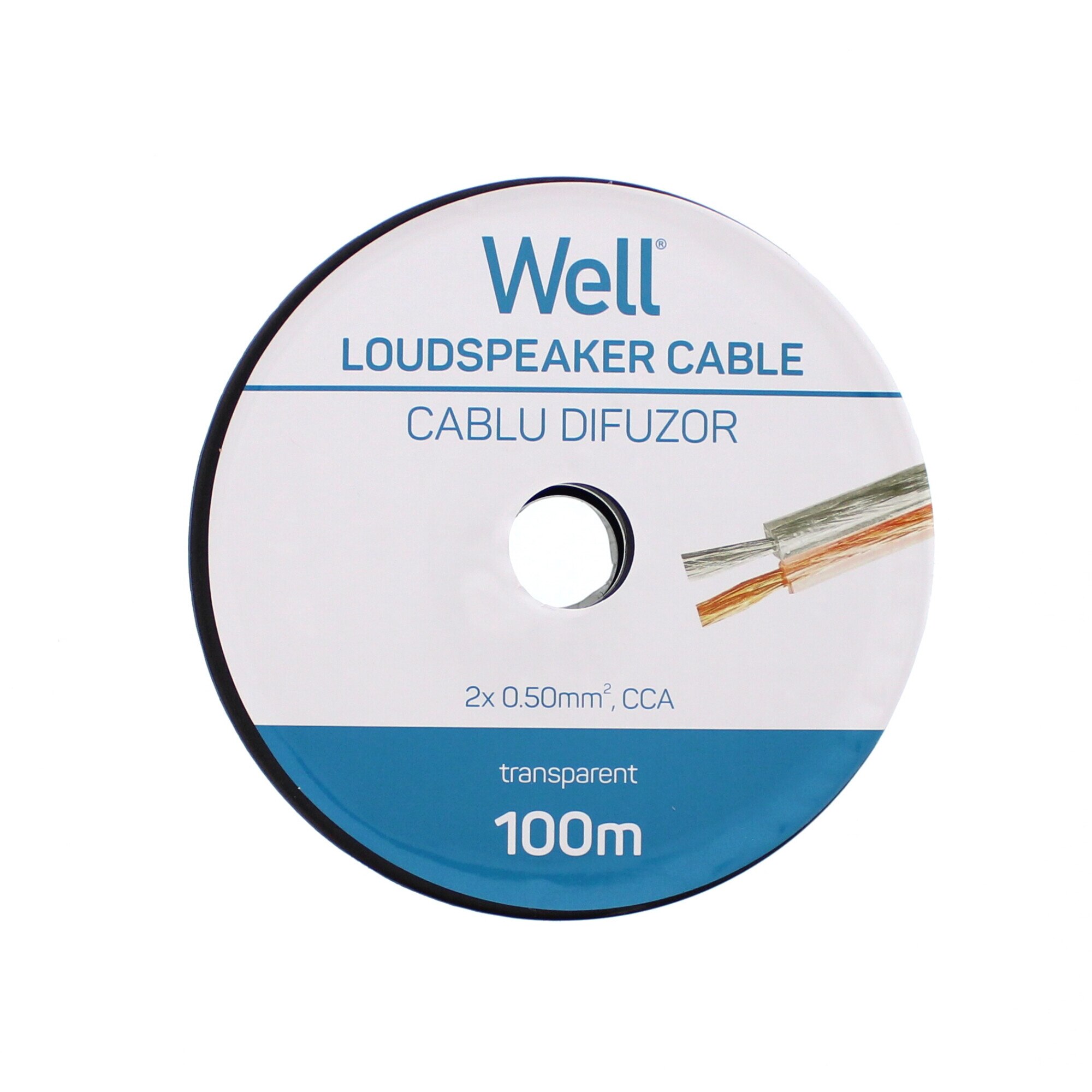 Cablu difuzor transparent 2X0.50, 100m, Well