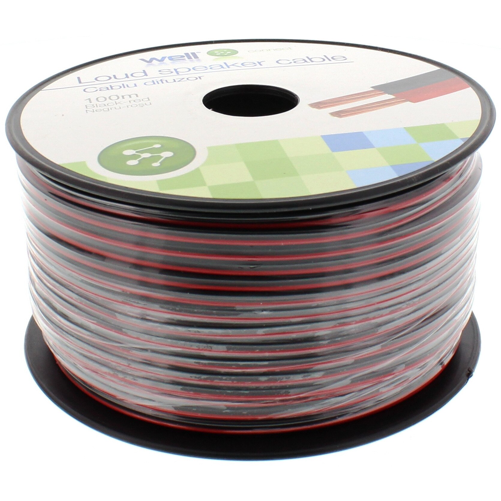 Cablu difuzor rosu/negru 2X0.50, 100m, Well