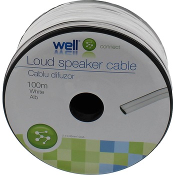 Cablu difuzor alb 2X0.35, 100m, Well Cablu difuzor alb 2X0.35, 100m, Well