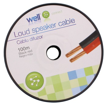 Cablu difuzor rosu/negru 2X2.50, 100m, Well Cablu difuzor rosu/negru 2X2.50, 100m, Well