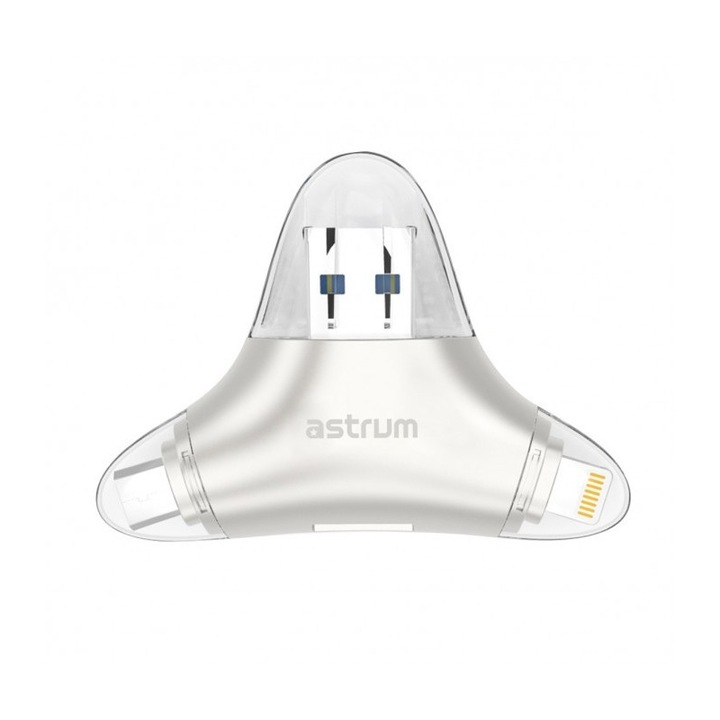 Astrum AA220 3 in 1 E-Disk kártyaolvasó 8 pin lightning / microUSB / USB 3.0 256GB-ig, MFI engedéllyel, Android/IOS