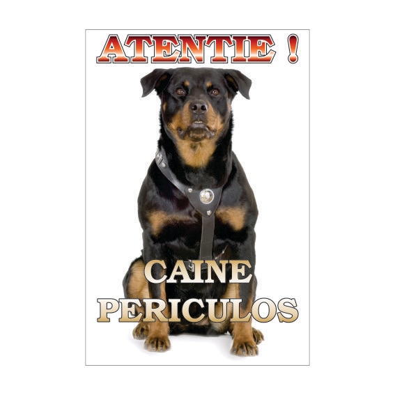 Indicator Atentie Caine Periculos (rottweiler), 20x30cm